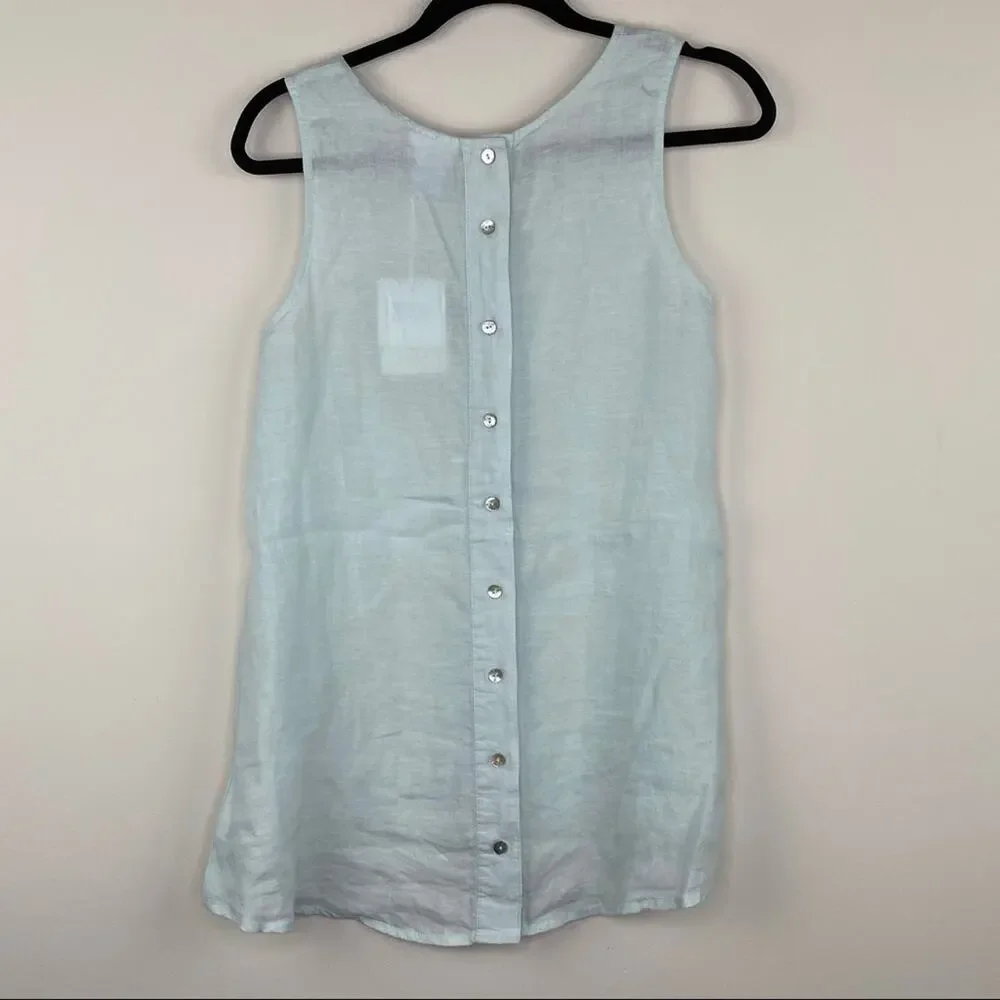 Sigrid Olsen Women's Sleeveless Tunic Blue‎ Size XS 100% Linen